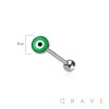 EPOXY ACRYLIC EVIL EYE 316L SURGICAL STEEL TONGUE BARBELL